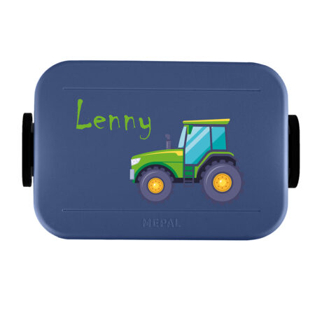Grüner Trecker mit Wunschname Mepal Lunchbox Take a Break midi