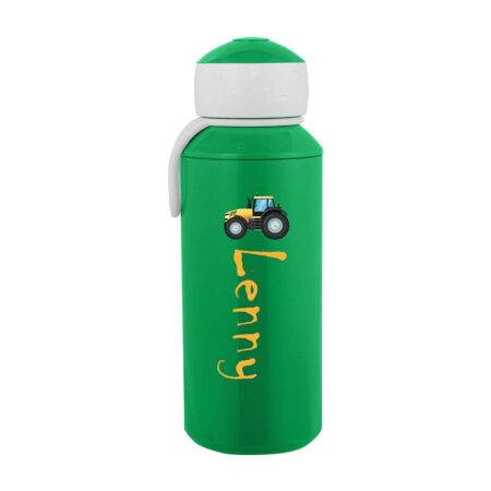 Cooler Gelber Trecker mit Wunschname - Mepal Campus Wasserflasche Pop-up