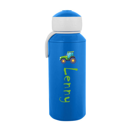 Cooler Grüner Trecker mit Wunschname - Mepal Campus Wasserflasche Pop-up