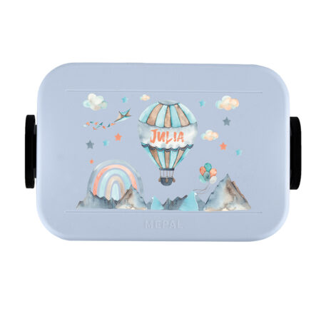 Niedliches Ballon Motiv in den Bergen mit Wunschnamen in Orange - Mepal Lunchbox mit Bento Einsatz Take a Break midi