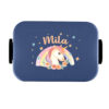 Niedliches Einhorn Motiv mit regenbogen und Orangenem Wunschnamen - Mepal Lunchbox mit Bento Einsatz Take a Break midi