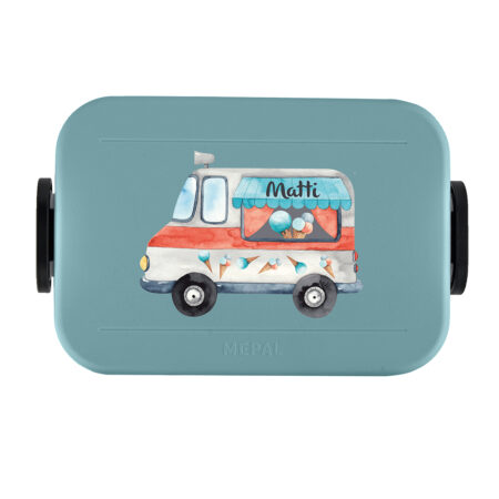 Niedliches Eiswagen Motiv mit Wunschnamen - Mepal Lunchbox mit Bento Einsatz Take a Break midi