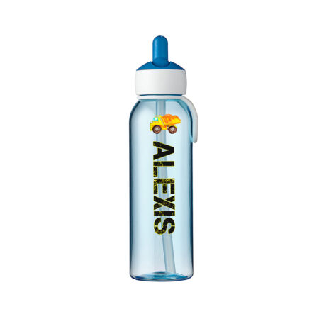 Cooler Kipplaster mit Wunschnamen - Personalisierte Wasserflasche Campus Flip-Up