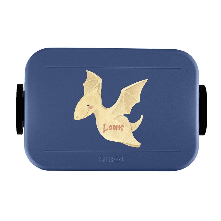 Niedlicher Dino mit Wunschname - Mepal Lunchbox mit Bento Einsatz Take a Break midi