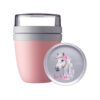 Niedliches Einhorn mit Blumenkranz und Wunschname - Personalisierter Großer Mepal Lunchpot Ellipse