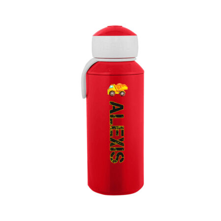 Cooler Kipplaster mit Wunschnamen - Personalisierte Mepal Campus Wasserflasche Pop-up