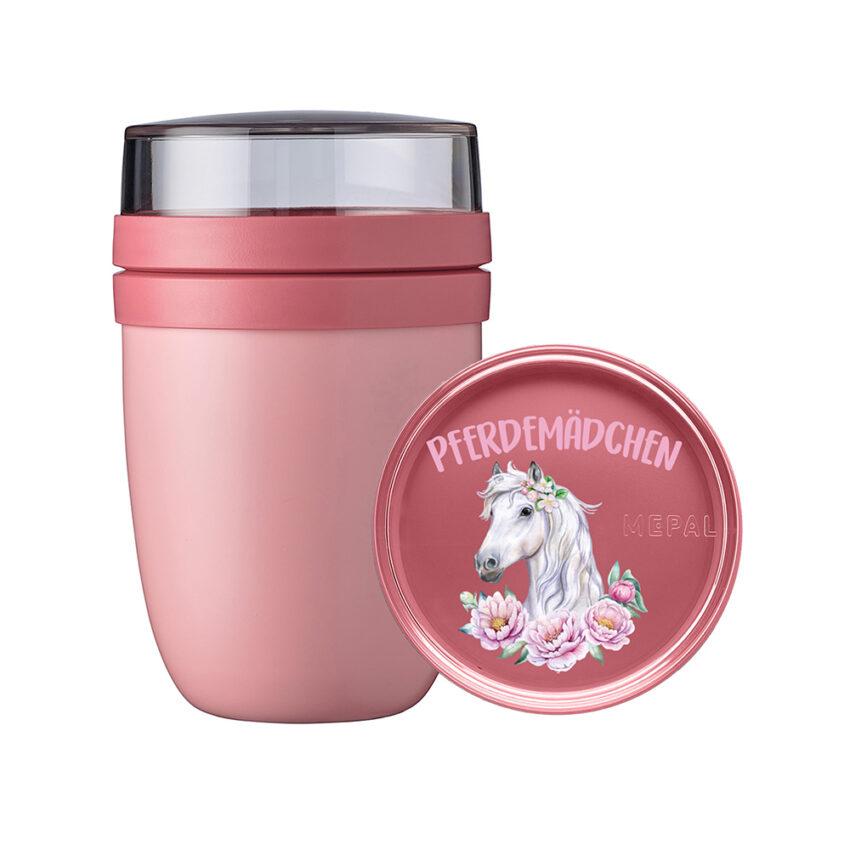 Niedliches Pferd mit Pferdemädchen Schriftzug - Thermo Lunchpot Ellipse